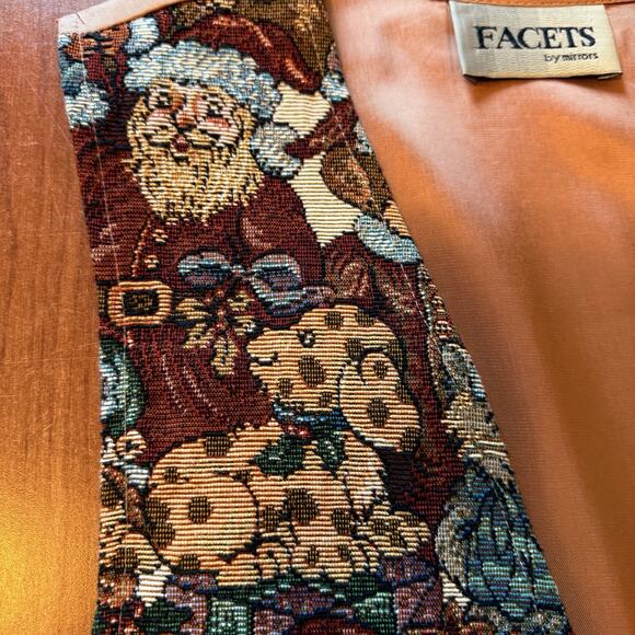 Vintage Facets Christmas Animals Vest Tapestry Santa, Bear, Puppy, Kitten Size S - Picture 9 of 14